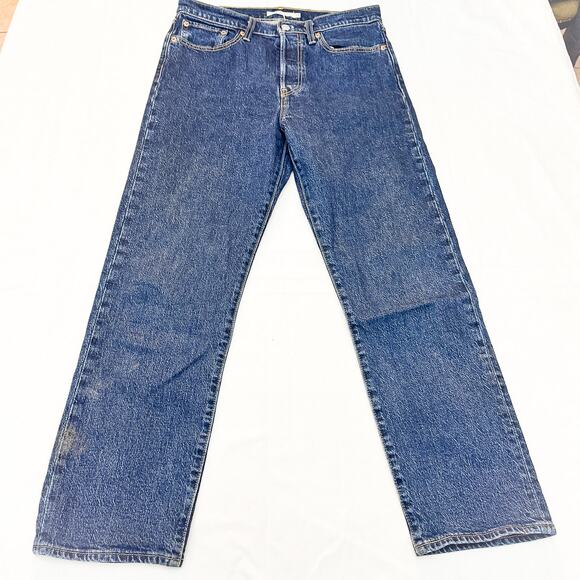 Levi's Wedgie Straight Dark Wash Denim Jeans Button Fly Size 29 x 28 - Picture 2 of 9